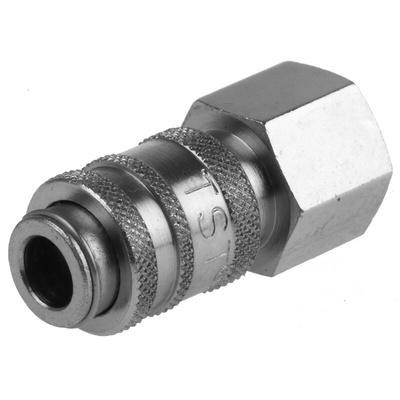 RS PRO Brass Female Pneumatic Quick Connect Coupling, G 1/8 Female Threaded