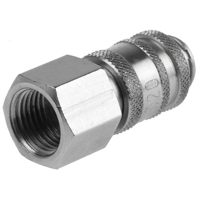 RS PRO Brass Female Pneumatic Quick Connect Coupling, G 1/8 Female Threaded