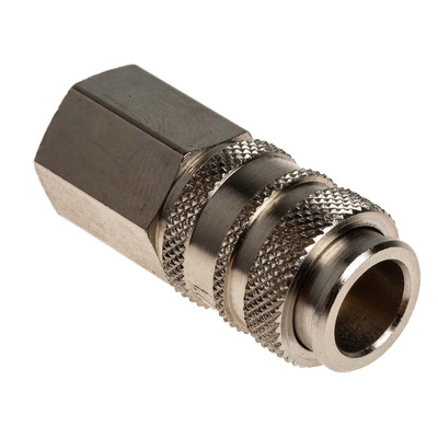 RS PRO Brass Female Pneumatic Quick Connect Coupling, G 1/8 Female Threaded