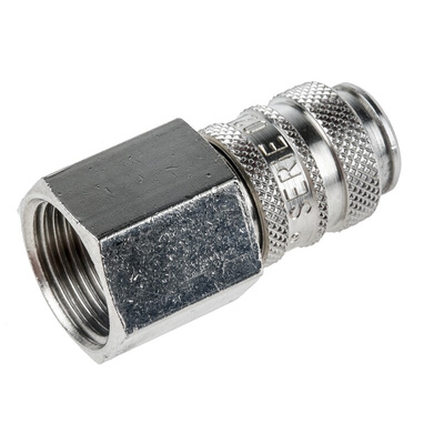 RS PRO Brass Female Pneumatic Quick Connect Coupling, G 3/8 Female Threaded