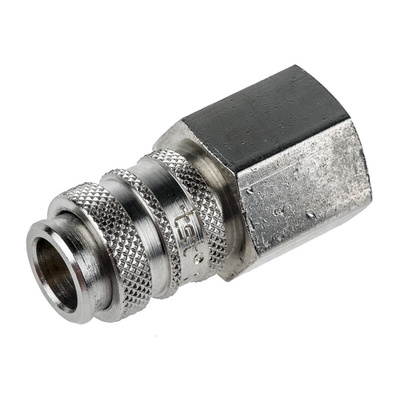 RS PRO Brass Female Pneumatic Quick Connect Coupling, G 3/8 Female Threaded