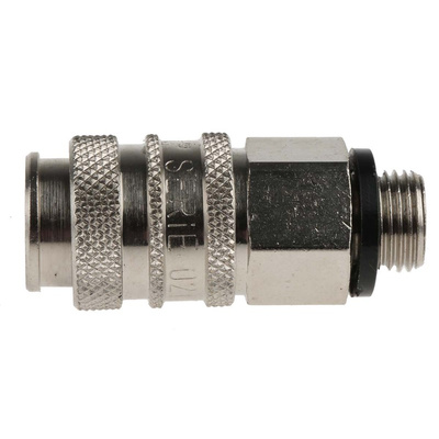 RS PRO Brass Male Pneumatic Quick Connect Coupling, G 1/8 Male Threaded