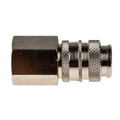 RS PRO Brass Female Pneumatic Quick Connect Coupling, G 1/4 Female Threaded