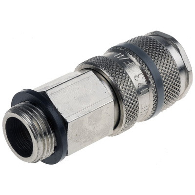 RS PRO Brass Male Pneumatic Quick Connect Coupling, R 3/8 Male Threaded