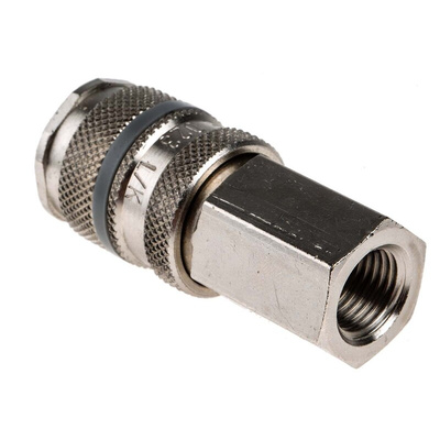 RS PRO Brass Female Pneumatic Quick Connect Coupling, G 1/4 Female Threaded