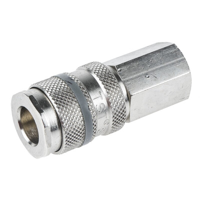 RS PRO Brass Female Pneumatic Quick Connect Coupling, G 3/8 Female Threaded