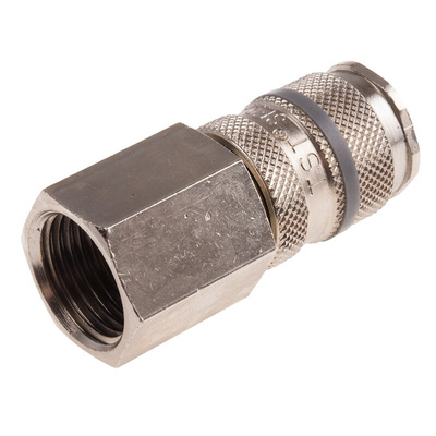 RS PRO Brass Female Pneumatic Quick Connect Coupling, G 1/2 Female Threaded