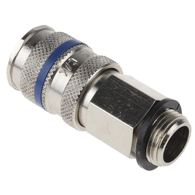 RS PRO Brass, Steel Male Pneumatic Quick Connect Coupling, G 3/8 Male Threaded