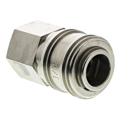 RS PRO Brass Female Pneumatic Quick Connect Coupling, G 1/4 Female Threaded