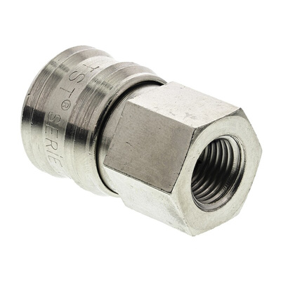 RS PRO Brass Female Pneumatic Quick Connect Coupling, G 1/4 Female Threaded