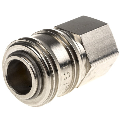 RS PRO Brass Female Pneumatic Quick Connect Coupling, G 3/8 Female Threaded