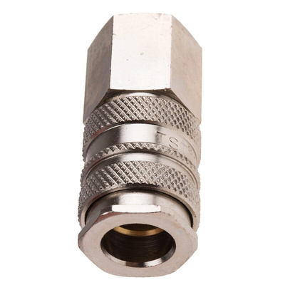 RS PRO Brass Female Pneumatic Quick Connect Coupling, G 1/4 Female Threaded