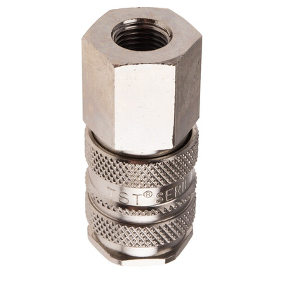 RS PRO Brass Female Pneumatic Quick Connect Coupling, G 1/4 Female Threaded