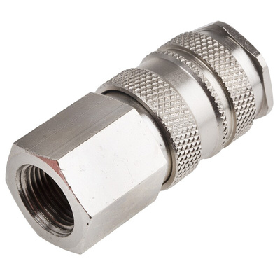 RS PRO Brass Female Pneumatic Quick Connect Coupling, G 3/8 Female Threaded