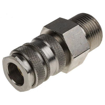 RS PRO Brass Male Pneumatic Quick Connect Coupling, G 3/4 Male Threaded