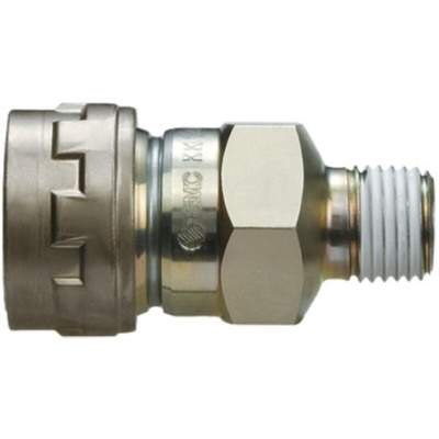 SMC Structural Steel Male Pneumatic Quick Connect Coupling, R 1/4 Male Threaded