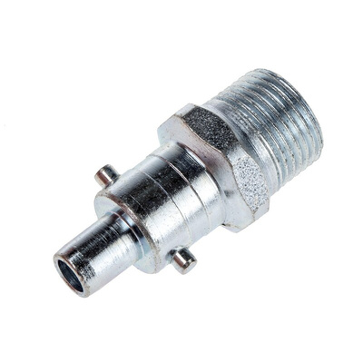 RS PRO Steel Male Pneumatic Quick Connect Coupling, G 3/8 Male Threaded
