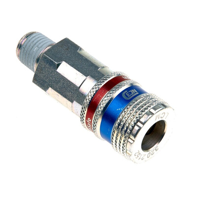 CEJN Brass, Steel Male Pneumatic Quick Connect Coupling, R 1/4 Male Threaded