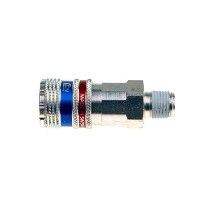 CEJN Brass, Steel Male Pneumatic Quick Connect Coupling, R 1/4 Male Threaded