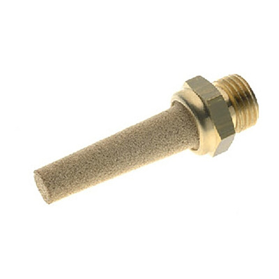 RS PRO Brass 12bar Pneumatic Silencer, Threaded, G 1/8 Male