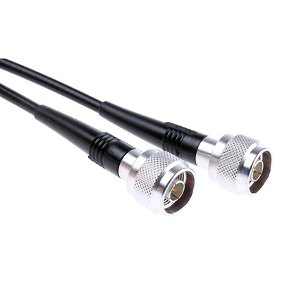 Radiall Male N Type to Male N Type Coaxial Cable, 1m, RG58 Coaxial, Terminated
