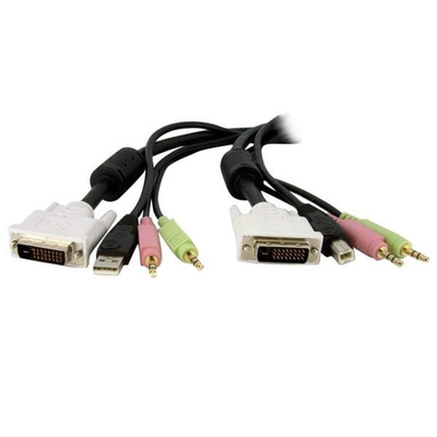 Startech 1.8m Male DVI, Male USB A, Male 3.5mm Mini-Jack to Male DVI-D, Male USB B, Male 3.5mm Mini-Jack Black KVM