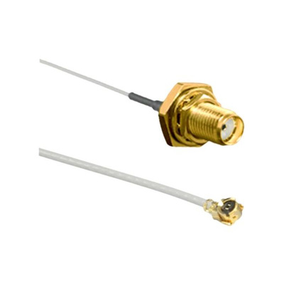 TE Connectivity Female U.FL to Male SMA Coaxial Cable, 100mm, UFL Coaxial, Terminated