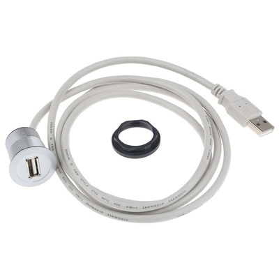 HARTING Male USB A to Mountable Female USB A USB Extension Cable, 1.5m