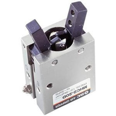 SMC 2 Finger Double Action Pneumatic Gripper, MHC2-20S, Angle Gripping Type