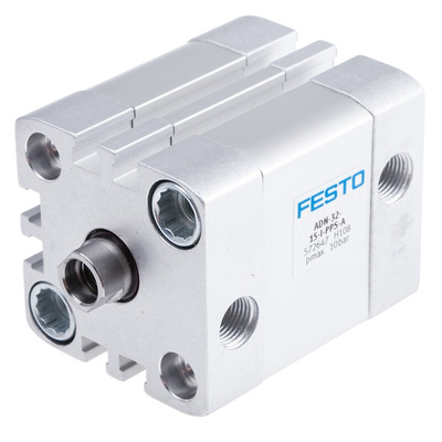 Festo Pneumatic Cylinder - 572647, 32mm Bore, 15mm Stroke, ADN Series, Double Acting