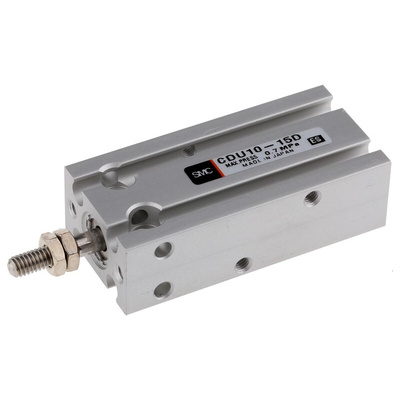 SMC Pneumatic Piston Rod Cylinder - 10mm Bore, 15mm Stroke, CU Series, Double Acting