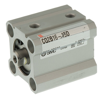 SMC Pneumatic Compact Cylinder - 16mm Bore, 15mm Stroke, CQ2 Series, Double Acting