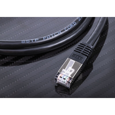 RS PRO Cat6 Male RJ45 to Male RJ45 Ethernet Cable, S/FTP, Black PVC Sheath, 1m