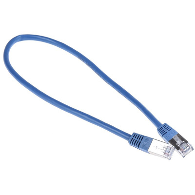 RS PRO Cat6 Male RJ45 to Male RJ45 Ethernet Cable, S/FTP, Blue PVC Sheath, 0.5m