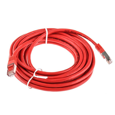 RS PRO Cat6 Male RJ45 to Male RJ45 Ethernet Cable, S/FTP, Red PVC Sheath, 5m