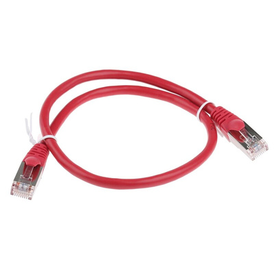 RS PRO Cat5e Male RJ45 to Male RJ45 Ethernet Cable, F/UTP, Red PVC Sheath, 0.5m