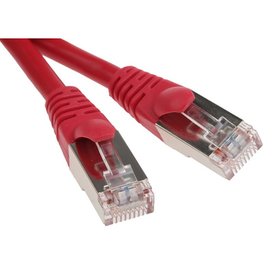RS PRO Cat5e Male RJ45 to Male RJ45 Ethernet Cable, F/UTP, Red PVC Sheath, 0.5m