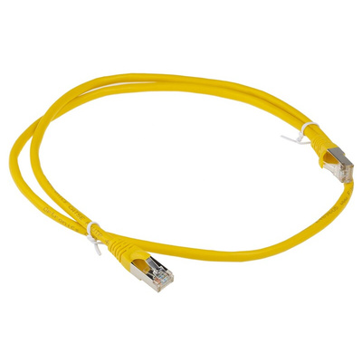 RS PRO Cat5e Male RJ45 to Male RJ45 Ethernet Cable, F/UTP, Yellow PVC Sheath, 1m