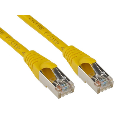 RS PRO Cat5e Male RJ45 to Male RJ45 Ethernet Cable, F/UTP, Yellow PVC Sheath, 1m