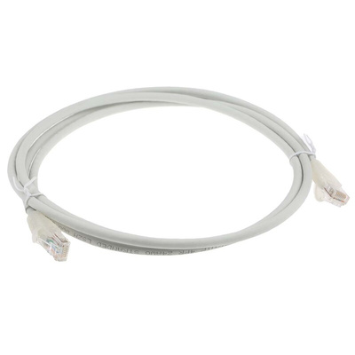 RS PRO Cat5e Male RJ45 to Male RJ45 Ethernet Cable, U/UTP, Grey LSZH Sheath, 2m