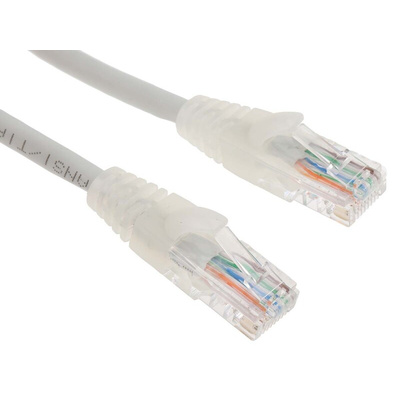 RS PRO Cat5e Male RJ45 to Male RJ45 Ethernet Cable, U/UTP, Grey LSZH Sheath, 2m