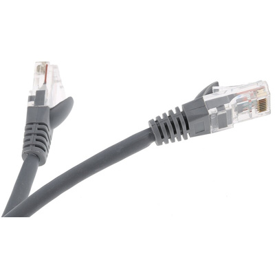 RS PRO Cat5e Male RJ45 to Male RJ45 Ethernet Cable, U/UTP, Grey LSZH Sheath, 3m