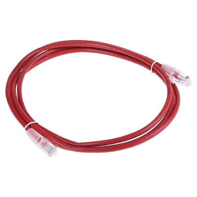 RS PRO Cat5e Male RJ45 to Male RJ45 Ethernet Cable, U/UTP, Red PVC Sheath, 2m