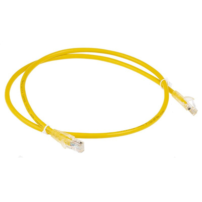 RS PRO Cat5e Male RJ45 to Male RJ45 Ethernet Cable, U/UTP, Yellow PVC Sheath, 1m