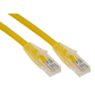 RS PRO Cat5e Male RJ45 to Male RJ45 Ethernet Cable, U/UTP, Yellow PVC Sheath, 1m