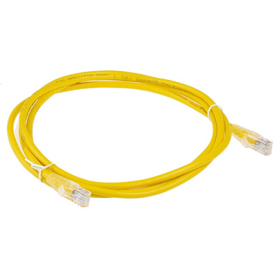 RS PRO Cat5e Male RJ45 to Male RJ45 Ethernet Cable, U/UTP, Yellow PVC Sheath, 2m