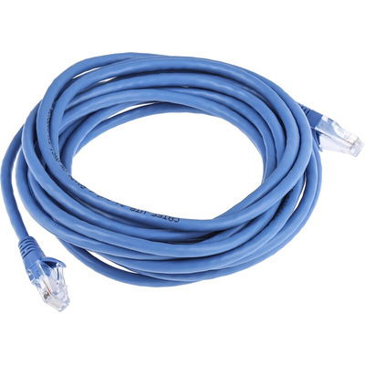 RS PRO Cat5e Male RJ45 to Male RJ45 Ethernet Cable, U/UTP, Blue PVC Sheath, 5m