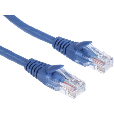 RS PRO Cat5e Male RJ45 to Male RJ45 Ethernet Cable, U/UTP, Blue PVC Sheath, 5m