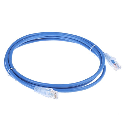 RS PRO Cat5e Male RJ45 to Male RJ45 Ethernet Cable, U/UTP, Blue PVC Sheath, 2m