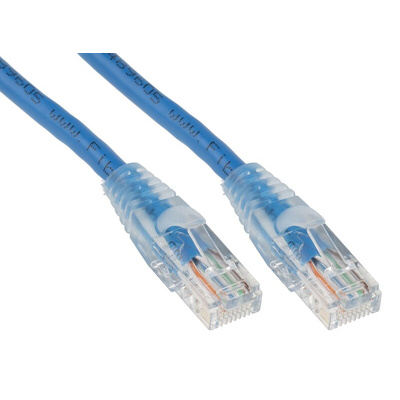 RS PRO Cat5e Male RJ45 to Male RJ45 Ethernet Cable, U/UTP, Blue PVC Sheath, 3m